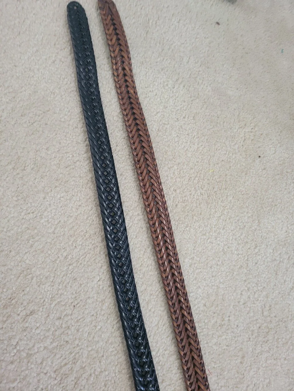 Lot of 2 Dockers Braided Leather Belts Men 36 / 90 Black Brown Woven